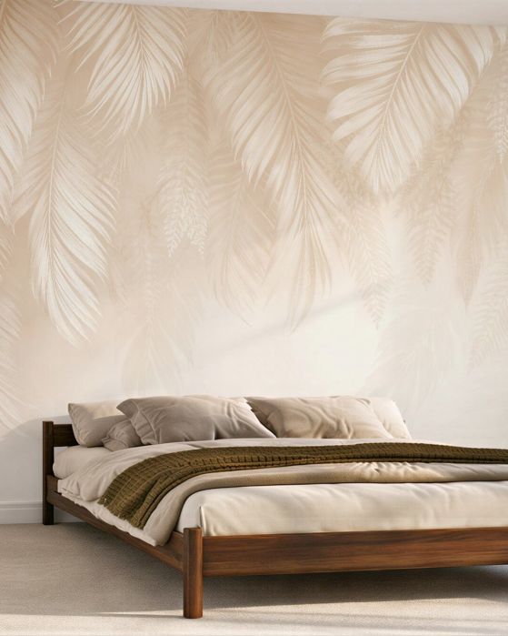Fototapeten Helle Palmblätter in Beige