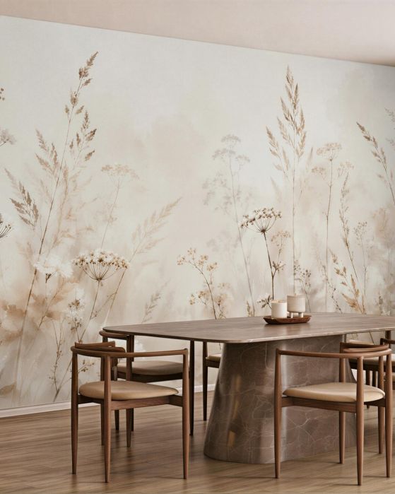 Fototapeten Beige Wiese von subtiler Leichtigkeit
