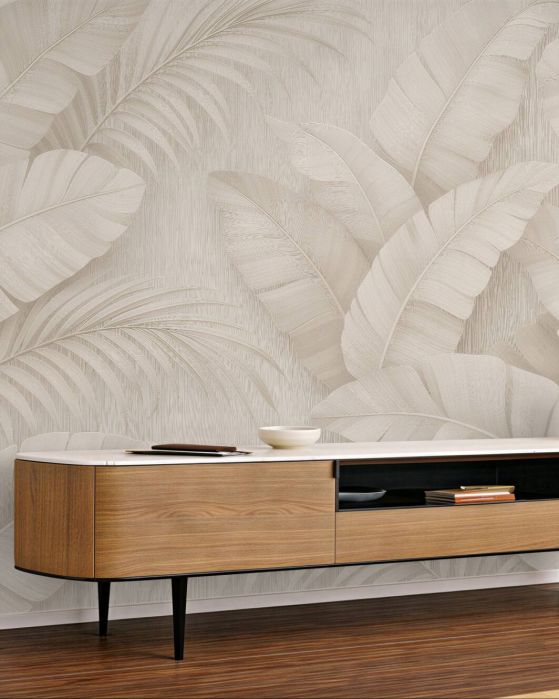 Fototapeten Beige Blätter tropischer Eleganz