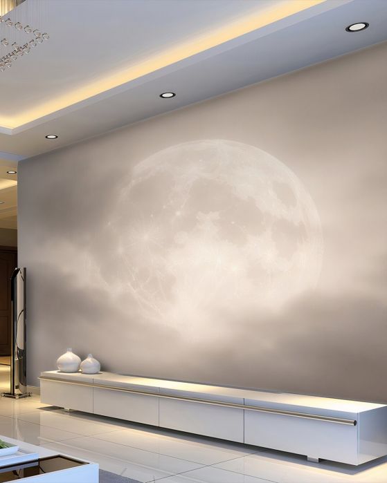 Fototapeten Ätherischer Mond in den Wolken