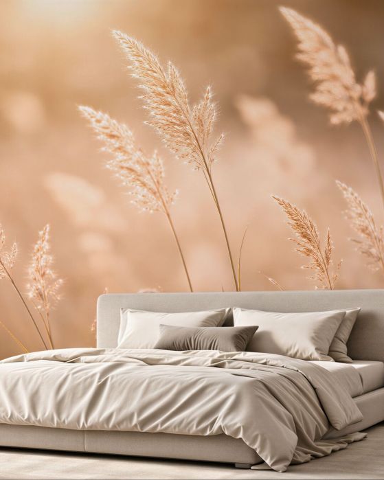Fototapeten Goldene Gräser im Morgenlicht
