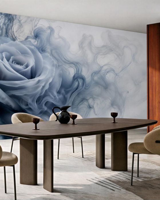 Fototapeten Blaue Rose in rauchiger Aura