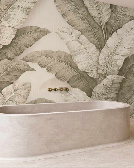Fototapeten Beige tropische Blätter in Harmonie