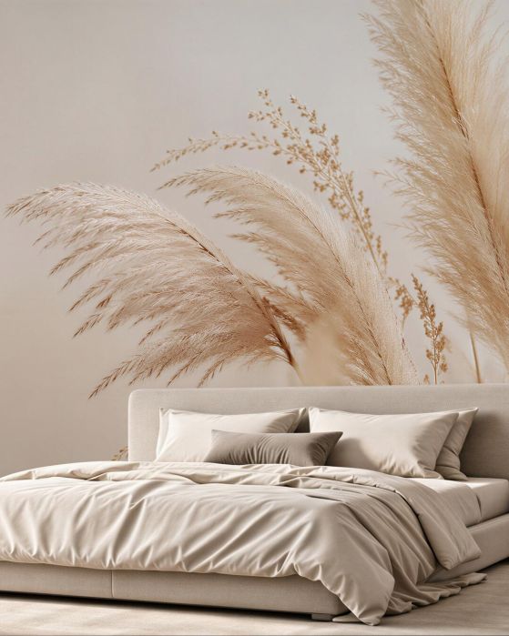 Fototapeten Beige Pampasgräser in zartem Stil