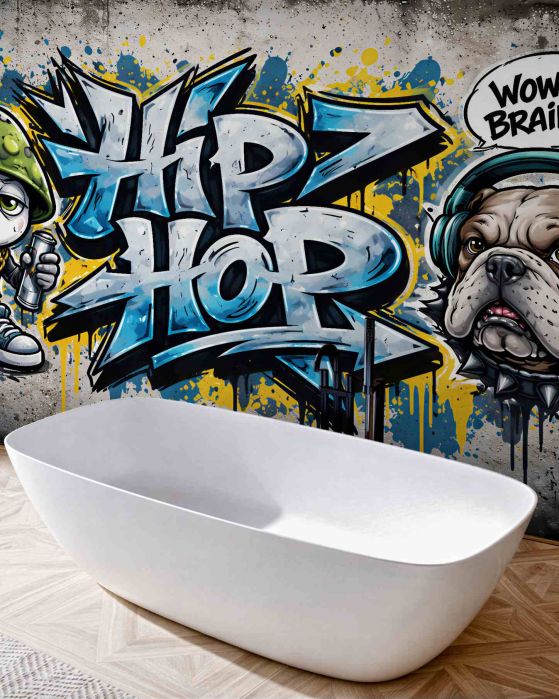 Fototapeten Hip-Hop-Graffiti mit Bulldogge