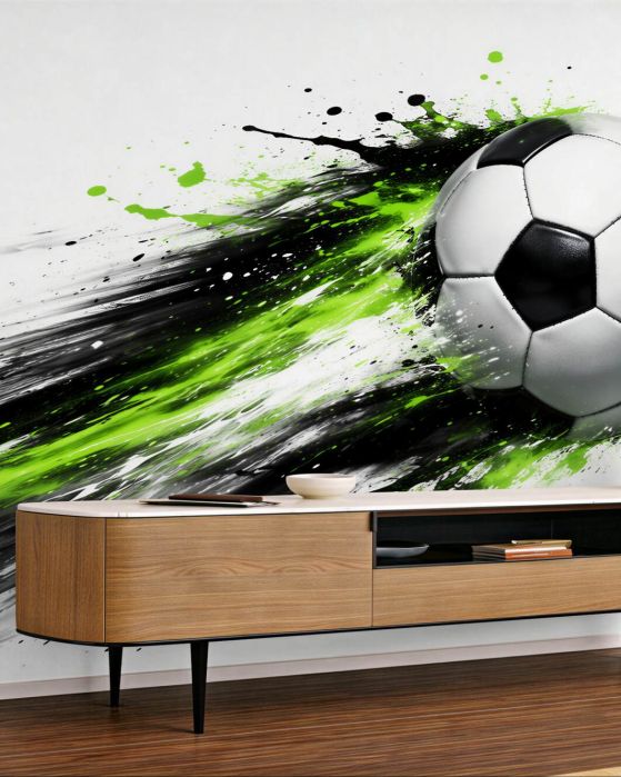Fototapeten Dynamischer Ball im grünen Leuchten