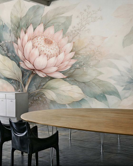Fototapeten Subtiler Lotus in Blättern
