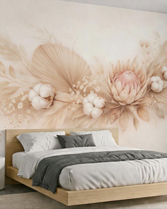 Fototapeten Beige Blumenkomposition Premium