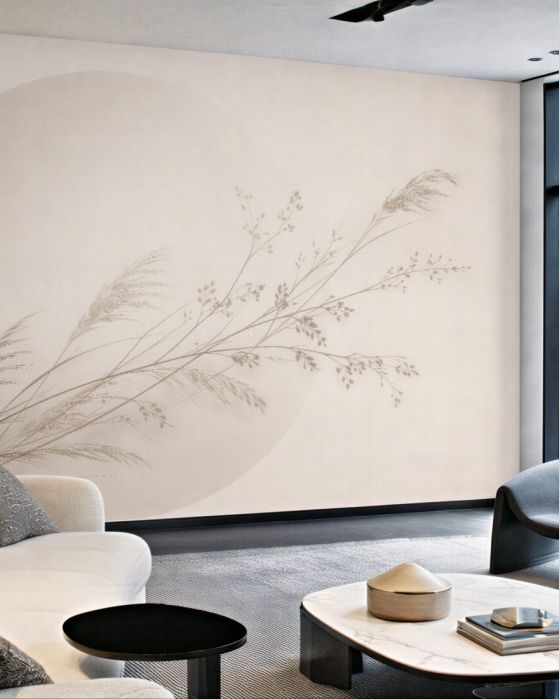 Fototapeten Beige Gräser im minimalistischen Licht