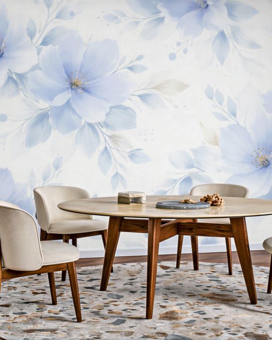 Fototapeten Hellblaue Blumen in Leichtigkeit