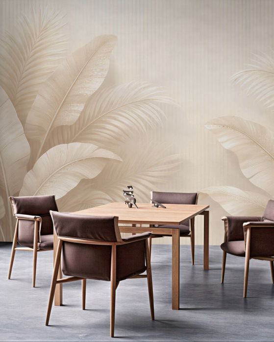 Fototapeten Beige tropische Blätter 3D