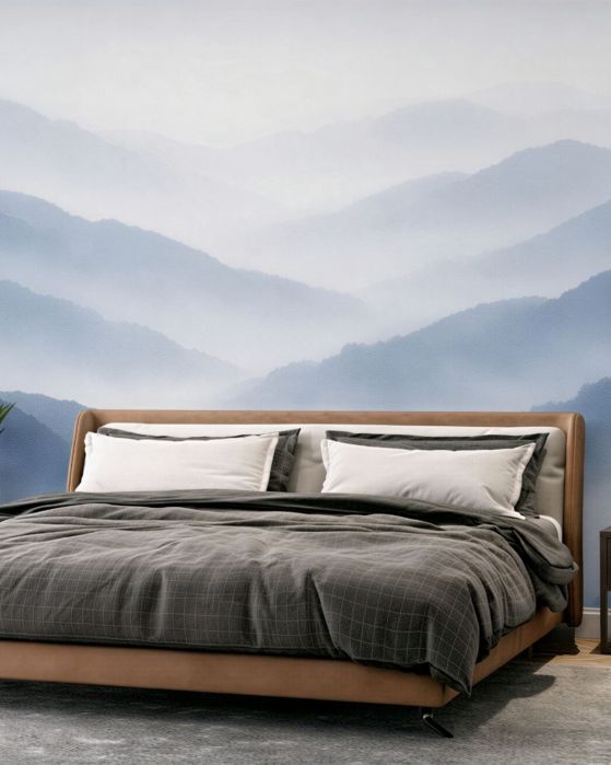 Fototapeten Blaue Berge im Nebel