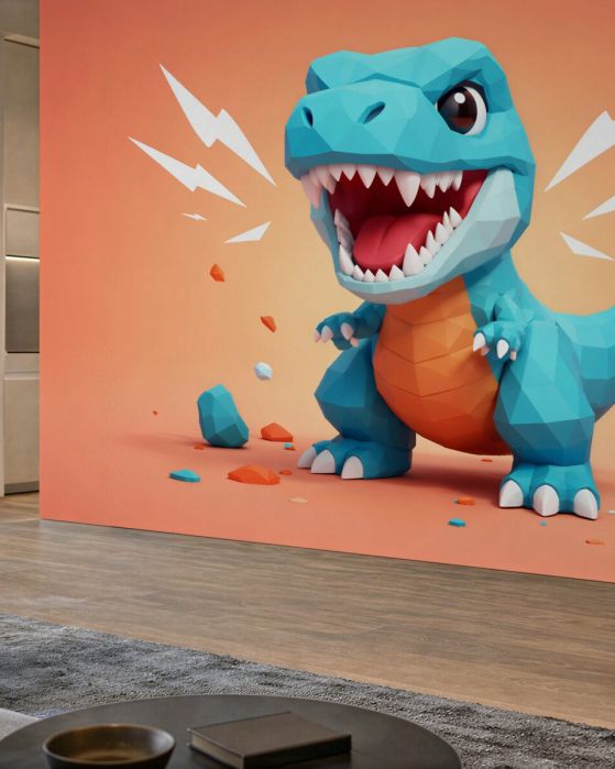 Fototapeten Geometrischer Dinosaurier für Kinder