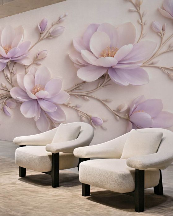 Fototapeten Lavendelfarbene Magnolie in eleganter Blüte