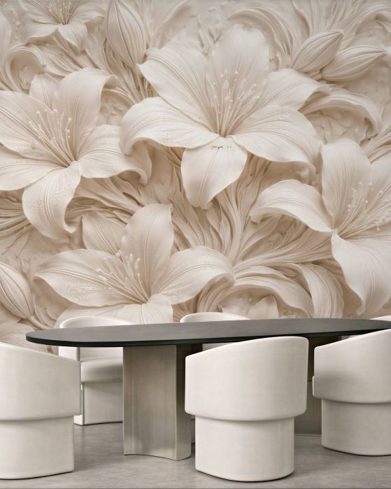 Fototapeten Gemeißelte Lilien in Creme
