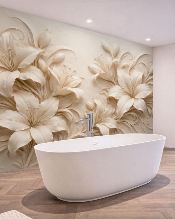Fototapeten Elegante Lilien im Relief