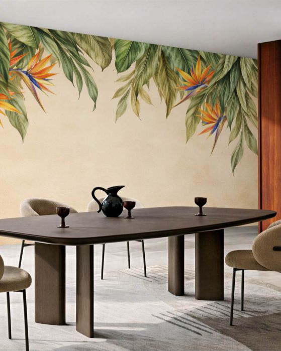 Fototapeten Tropischer Rahmen mit Paradiesblumen