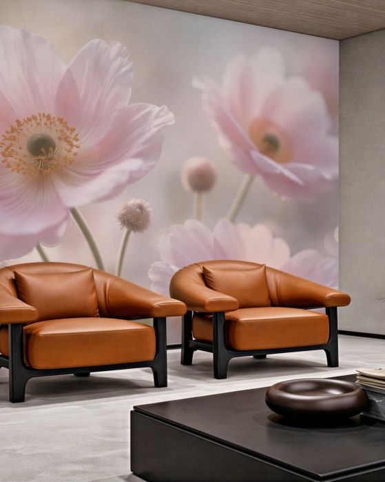 Fototapeten Pastellblumen im zarten Dunst