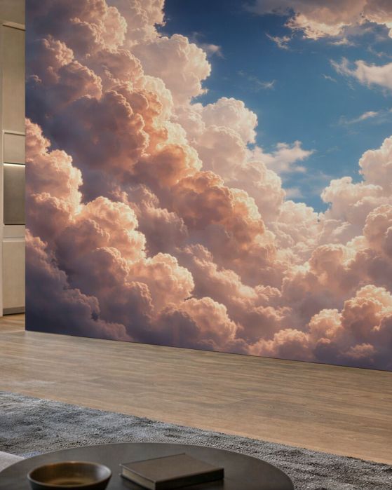 Fototapeten Rosa Wolken am blauen Himmel