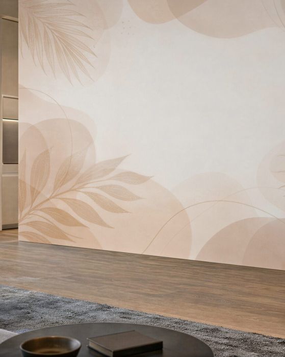 Fototapeten Beige Blätter auf modernem Hintergrund