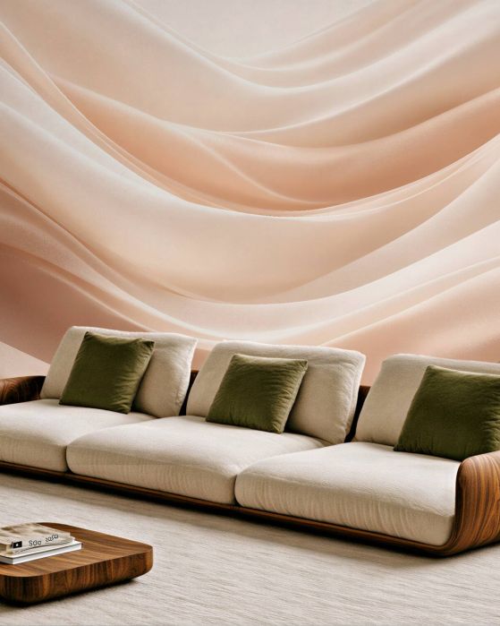Fototapeten Seidige Wellen in Beige