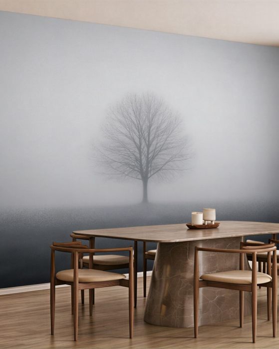 Fototapeten Einsamer Baum im Nebel