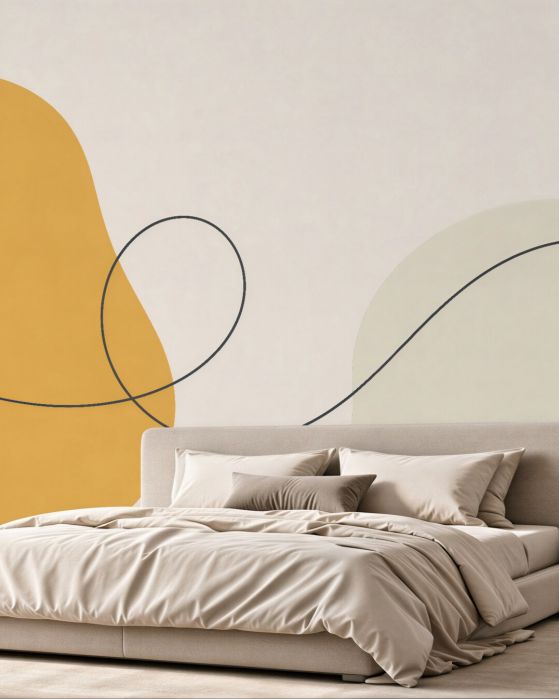 Fototapeten Minimalistische Linie und Flecken