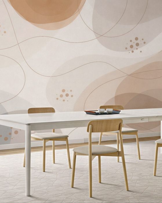 Fototapeten Beige Wellen und Kreise
