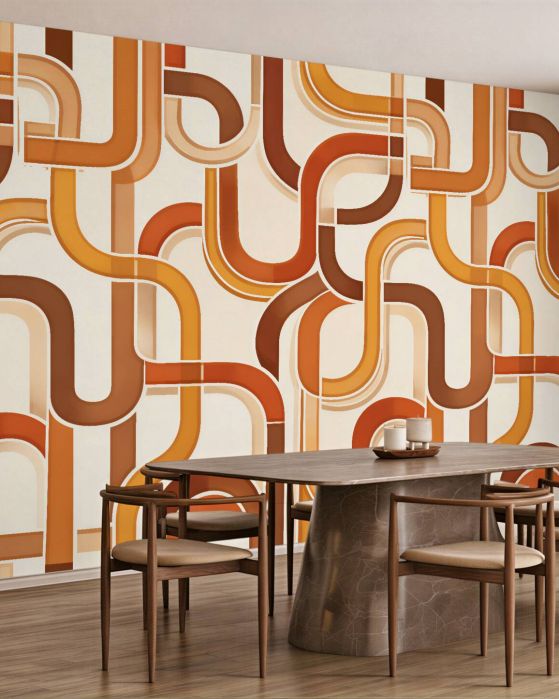 Fototapeten Retro geometrische Bögen in Karamell