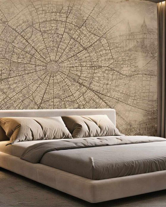 Fototapeten Sepia-Stadtplan der Altstadt