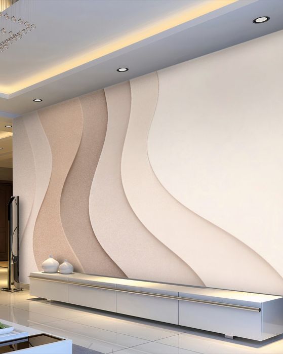 Fototapeten Beige wellenförmige 3D-Schichten