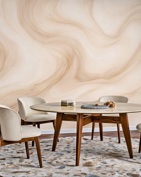 Fototapeten Cremiger Marmor mit sanfter Welle