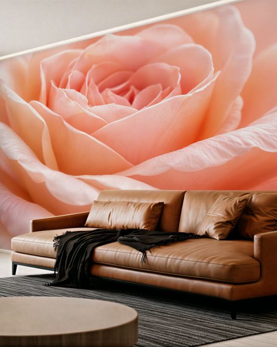 Fototapeten Puderrosa Rose im Makro