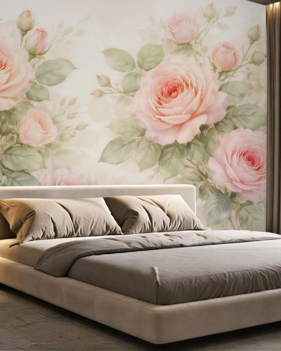 Fototapeten Zarte Rosen im Vintage-Stil