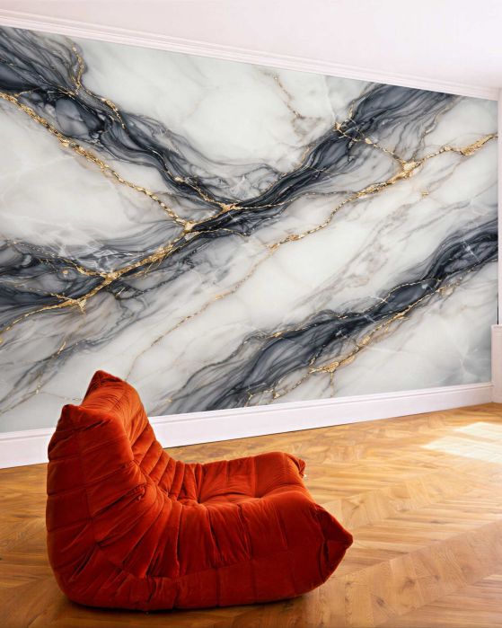 Fototapeten Marmor mit schwarzem Gold