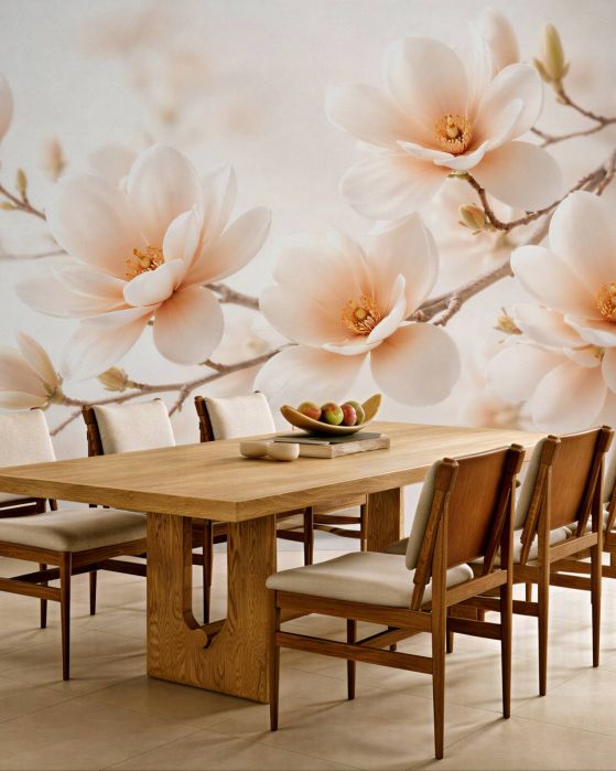 Fototapeten Zarte Magnolie in heller Blüte