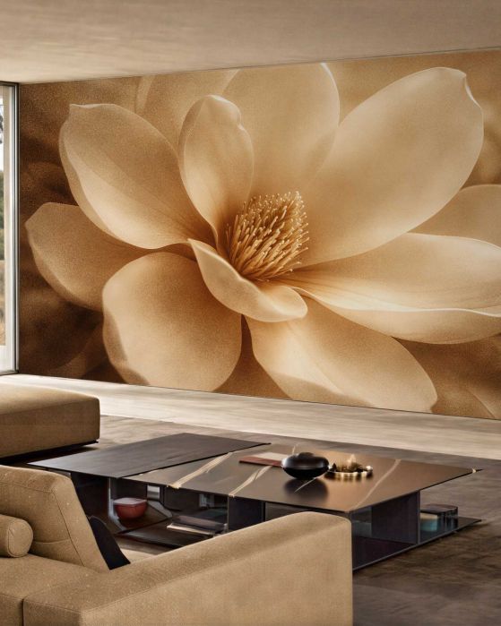 Fototapeten Goldene Magnolie in eleganter Nahaufnahme