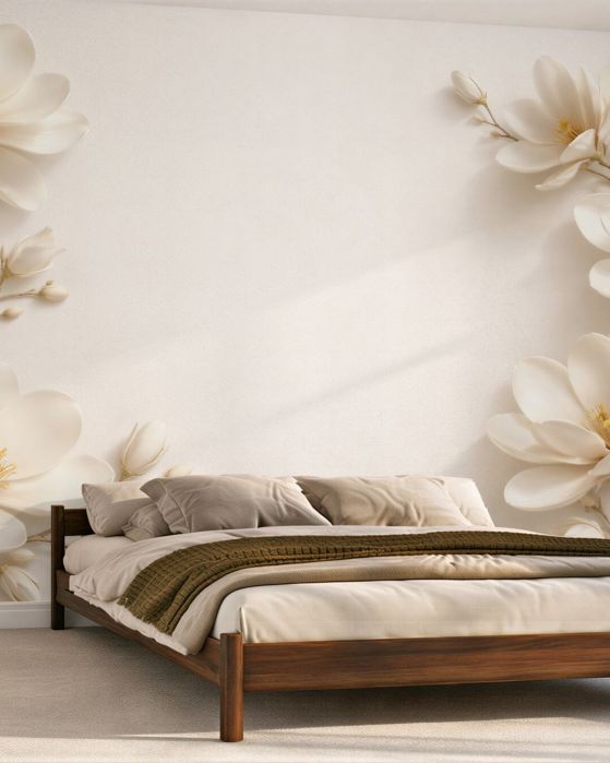 Fototapeten Helle Magnolien in elegantem Rahmen