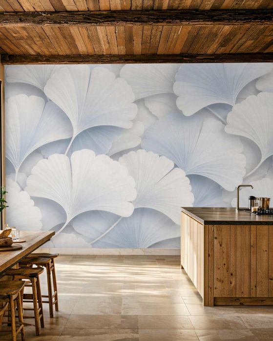 Fototapeten Weiße Ginkgo-Blätter 3D