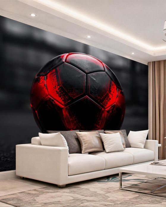 Fototapeten Schwarz-roter Fußball