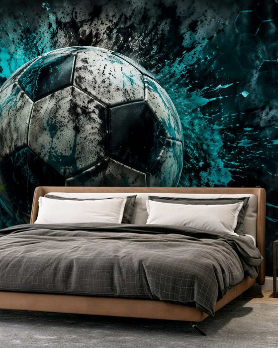 Fototapeten Dynamischer Ball in türkisfarbenem Leuchten