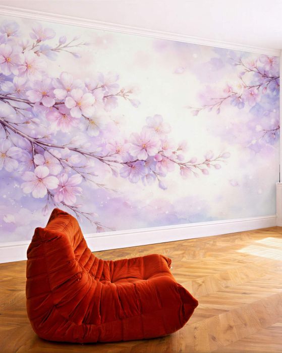 Fototapeten Pastellfarbene Kirschblüten