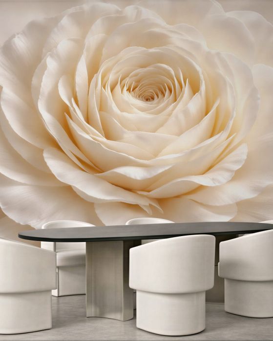 Fototapeten Cremefarbene Rose im Glanz