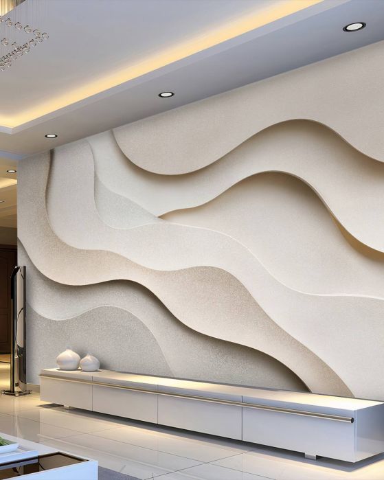 Fototapeten Beige gewellte 3D-Schichten
