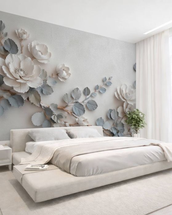 Fototapeten Zarte Blumen in elegantem Relief