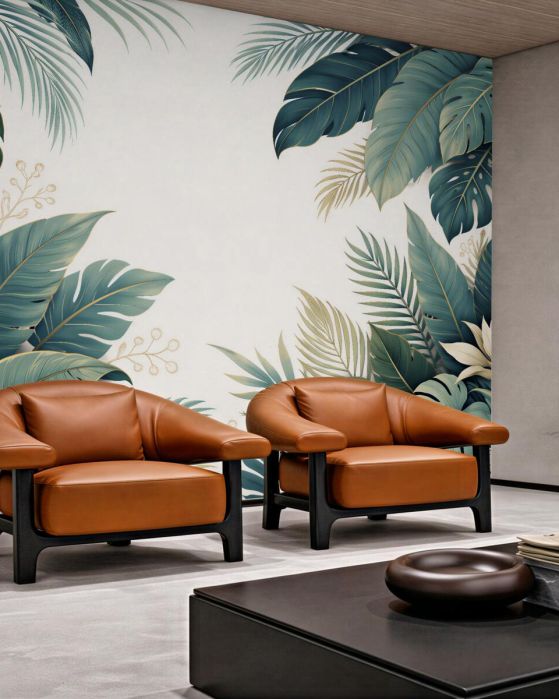 Fototapeten Tropische Blätter in elegantem Design