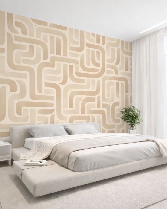 Fototapeten Cremiger geometrischer Labyrinth