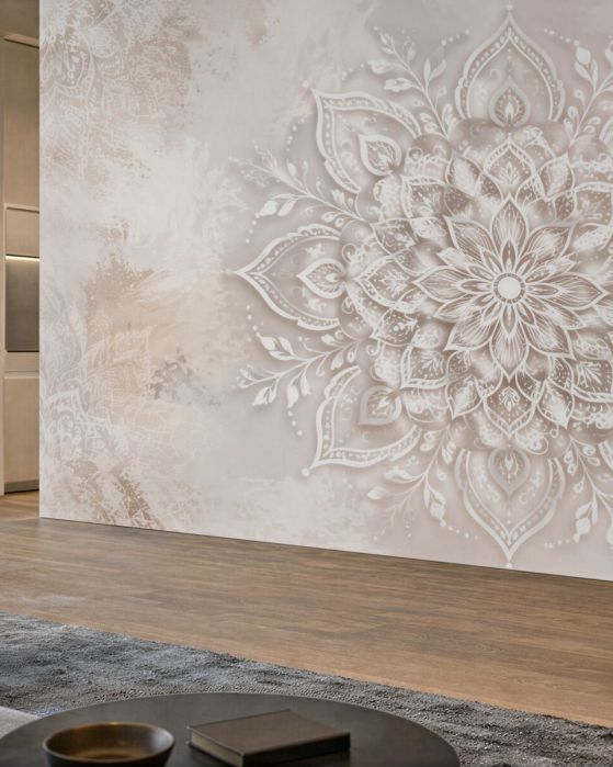 Fototapeten Beige Mandala in subtilem Glanz