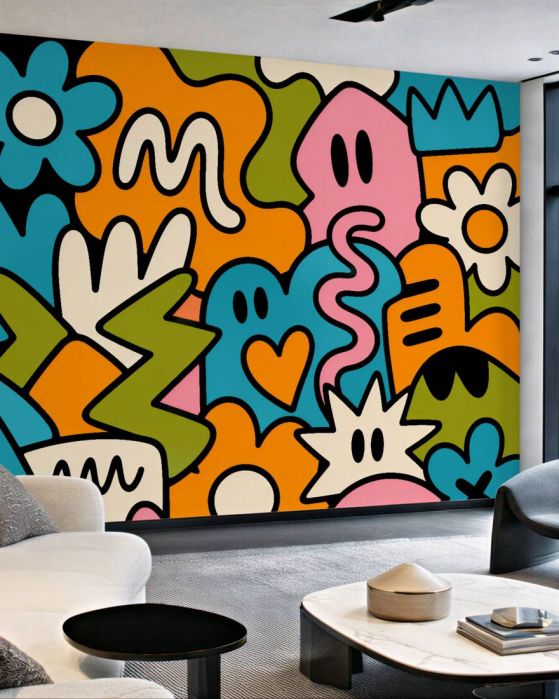 Fototapeten Buntes Pop-Art-Lächeln