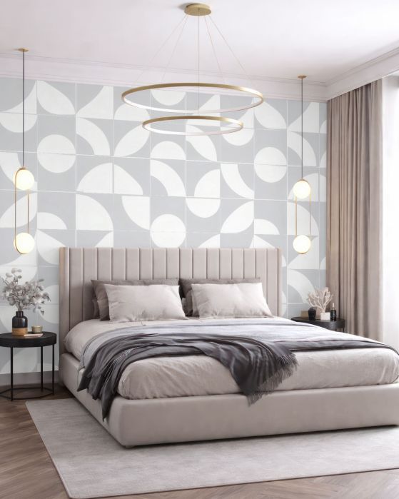 Fototapeten Subtile weiße geometrische Mosaik